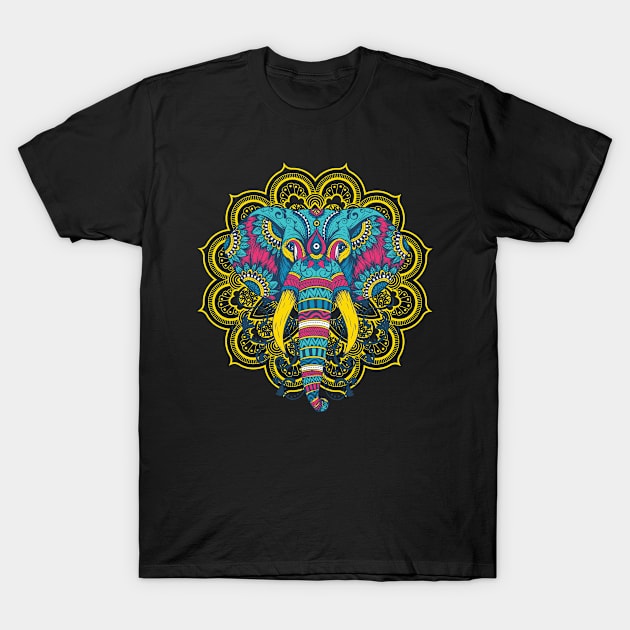 Mandala Elephant T-Shirt by EarlAdrian